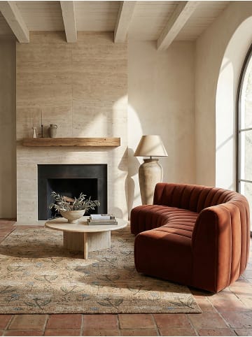 KADIMA DESIGN Naturfarbener, handgewebter Juteteppich mit floralem Muster