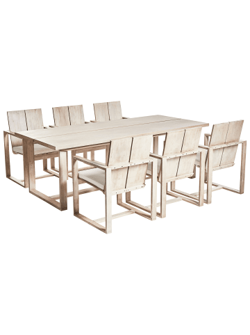 Beliani 7-tlg Gartentisch Set AZZANELLO in Braun/Weiß