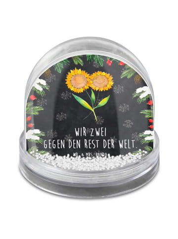 Mr. & Mrs. Panda Schneekugel Blume Sonnenblume mit Spruch in Kreidetafel