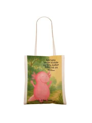 Mr. & Mrs. Panda Tragetasche Axolotl Hurra Design mit Spruch in Weiß