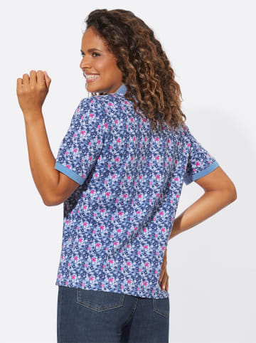 WITT WEIDEN Poloshirt in bleu-fuchsia-bedruckt