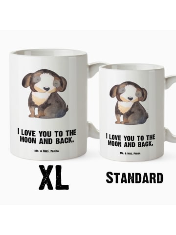 Mr. & Mrs. Panda XL Tasse Hund Entspannen mit Spruch in Weiß