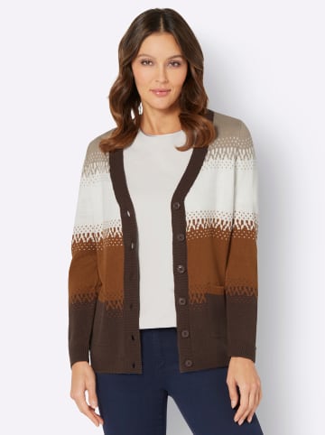Sieh an! Strickjacke in cognac-schoko-gemustert