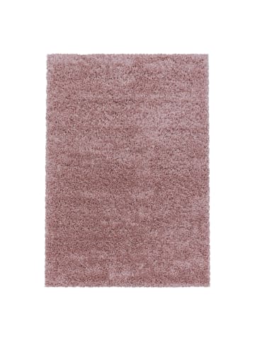 KADIMA DESIGN Teppich Hochflor Shaggy Uni-Look Polypropylen Wohnzimmer in Rosa
