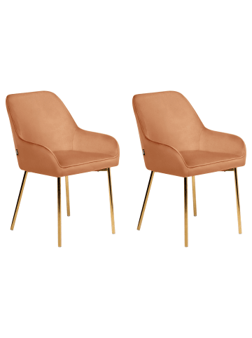 Beliani 2er-Set Esszimmerstuhl LOVERNA in Orange/Gold