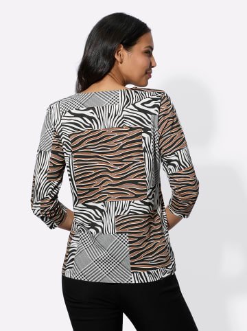 Sieh an! 3/4-Arm-Shirt in schwarz-cognac-bedruckt