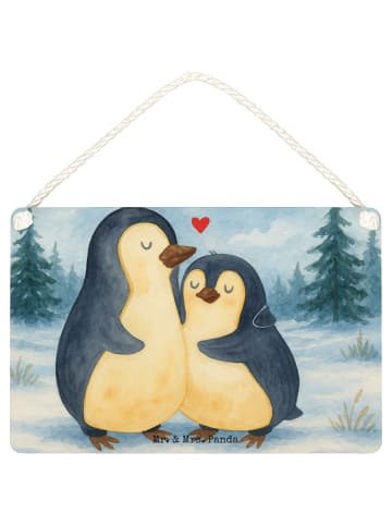 Mr. & Mrs. Panda Schild Pinguin umarmen Design ohne Spruch in Weiß