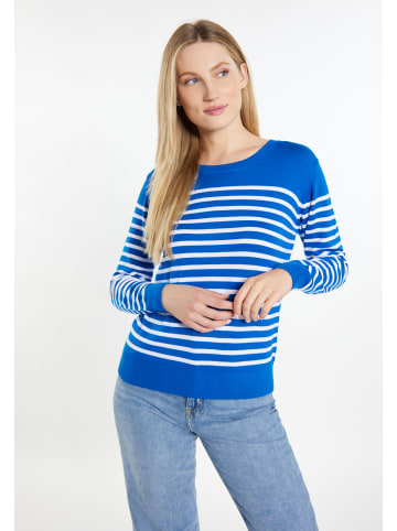 DreiMaster Maritim Damen Strickpullover in Königsblau Weiss