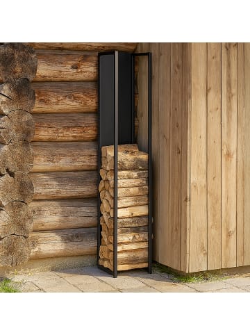 relaxdays Kaminholzregal in Schwarz - (B)23,5 x (H)157 x (T)30 cm