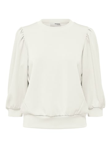 SELECTED FEMME Bluse locker geschnitten Rundhalsausschnitt in Weiß