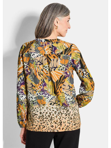 GOLDNER Kurzgröße:  Elegante Printbluse, Langarm in honig / gemustert