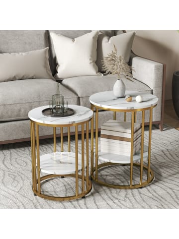 HOMCOM Couchtisch Set-45L x 45B x 55H cm-Weiß