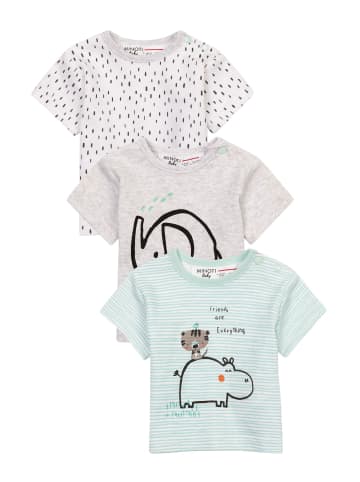 Minoti 3tlg. Set: T-Shirt Smiling 4 in grau