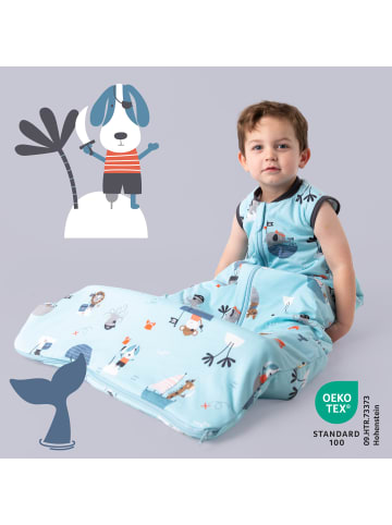 Schlummersack Babyschlafsack, 1.0 TOG in Hellblau-Rot