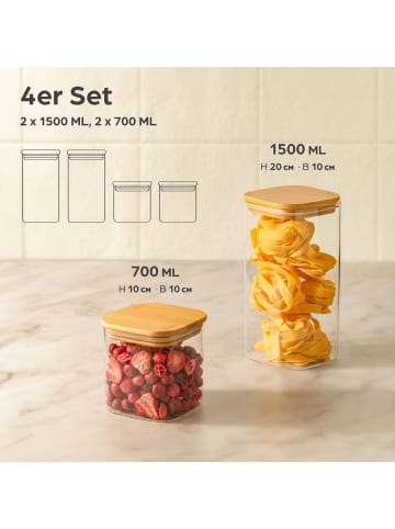 Praknu Vorratsgläser Eckig mit Deckel