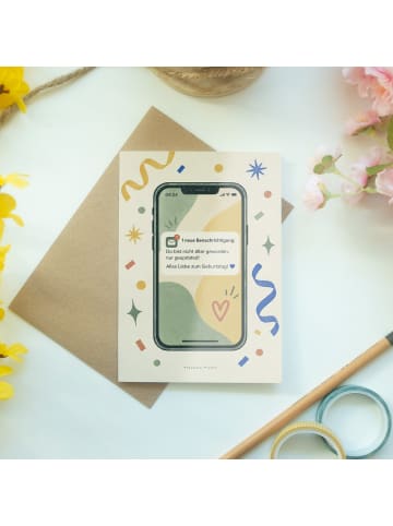 Geburtstagskarte Handy modern Design mit Spruch in Weiß