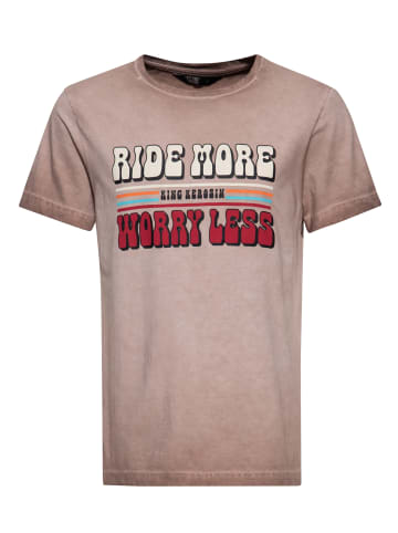 King Kerosin King Kerosin Print T-Shirt Ride More Worry Less in hellbraun