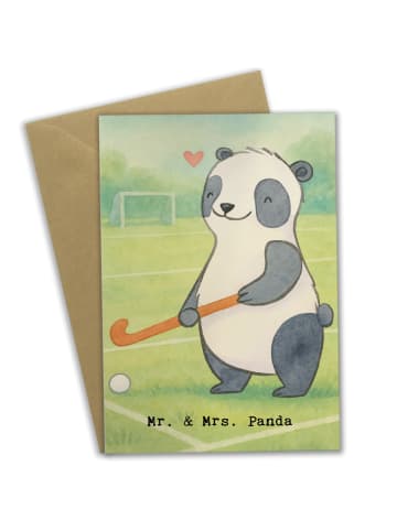 Mr. & Mrs. Panda Beileidskarte Panda Hockey spielen Design ohne ... in Weiß