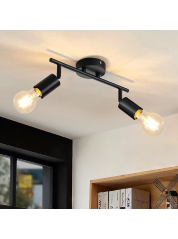 ZMH Deckenleuchte in Schwarz 2-flammige E27 schwenkbar Vintage Deckenstrahler