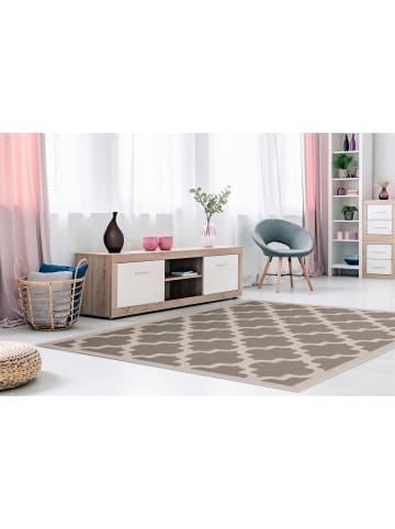 Kayoom Wohnzimmer Teppich – Kurzflorteppich Manolya 2097 80 x 150 cm in taupe - rechteckig