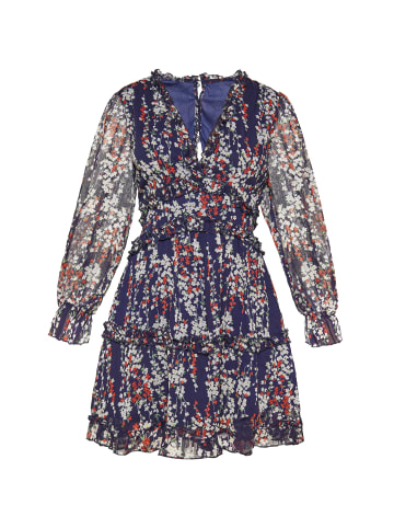 Usha Women Dress in navy blue multicolor