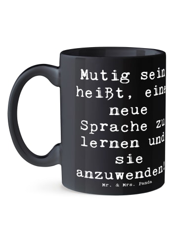 Mr. & Mrs. Panda Tasse Sprachen Lernen und Anwenden mit Spruch in Schwarz
