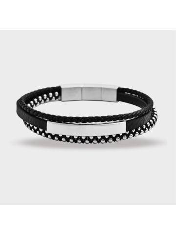 Adeliás Unisex Armband aus Leder 21+1 cm in schwarz