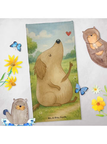 Mr. & Mrs. Panda sporthandtuch Hund Liebe Design ohne Spruch in Grau Pastell