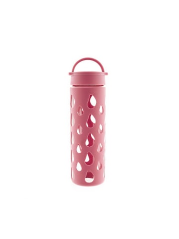 MATO Trinkflasche aus temperaturbeständigem Borosilikatglas Silikonhülle in Pink