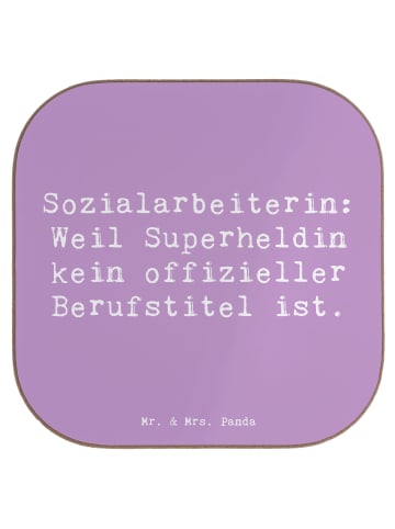 Mr. & Mrs. Panda Glas-Untersetzer Spruch Sozialarbeiterin Heldin... in Lavendeltraum
