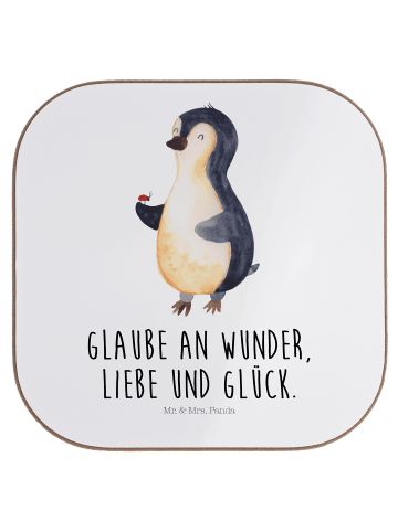 Mr. & Mrs. Panda Untersetzer Pinguin Marienkäfer mit Spruch in Weiß