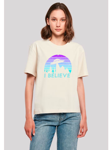 F4NT4STIC Tee I BELIEVE UFO Alien Raumschiff Retro in Whitesand