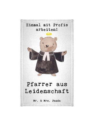 Mr. & Mrs. Panda Gästehandtuch Pfarrer Leidenschaft mit Spruch in Weiß