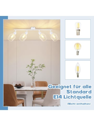 ZMH Deckenleuchte in Weiß 4-flammige E14 Schwenkbar Vintage Deckenspot