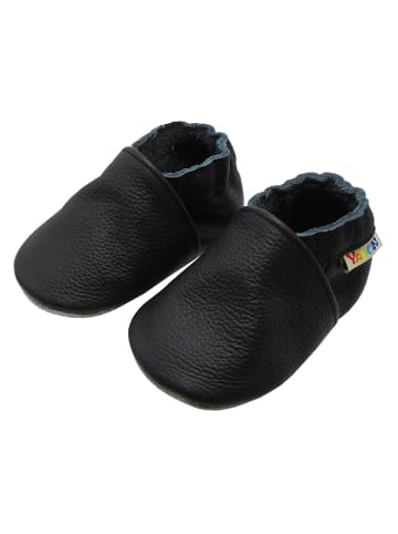 Yalion Baby Krabbelschuhe aus Leder mit rutschfester Sohle – Schwarz