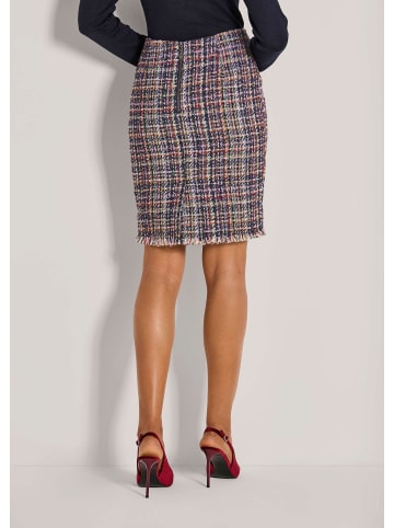 MADELEINE Bundloser Tweed-Bleistiftrock in schwarz / rubinrot / multicolor