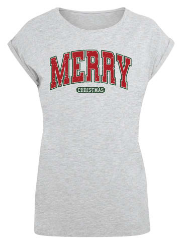 F4NT4STIC T-Shirt Weihnachten Varsity Retro in grau meliert