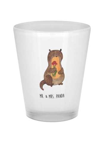 Mr. & Mrs. Panda Schnapsglas Otter Blumenstrauß ohne Spruch in Transparent