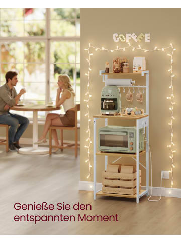 VASAGLE Küchenregal Barnet in Goldeichenfarben-Weiß - (B)45 x (H)140 x (T)40 cm