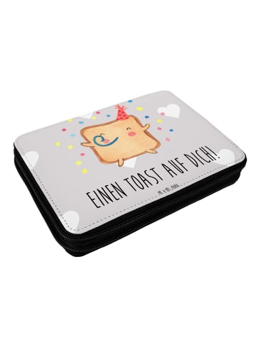 Mr. & Mrs. Panda Federmappe Toast Party mit Spruch in Grau Pastell