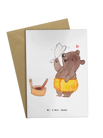Mr. & Mrs. Panda valentinstagskarte Saunameister Herz ohne Spruch in Weiß