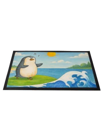 Mr. & Mrs. Panda Fußabtreter Pinguin Surfer Design ohne Spruch in Weiß