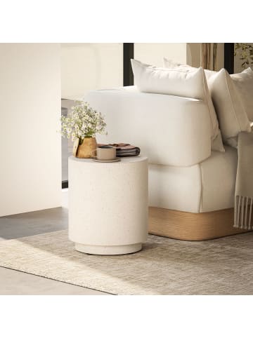 HOMCOM Beistelltisch-37L x 37B x 43H cm-Cremeweiß