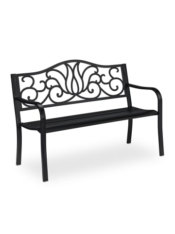 relaxdays Gartenbank in Schwarz - (B)127,5 x (H)90 x (T)63 cm