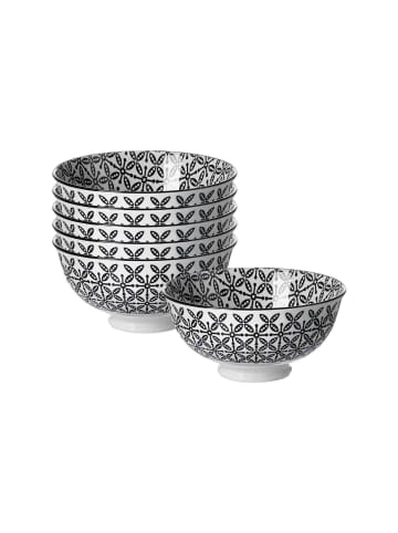 Ritzenhoff & Breker 6er Set Servierschalen Takeo Leaves ø 12 cm schwarz-weiß in schwarz-weiß