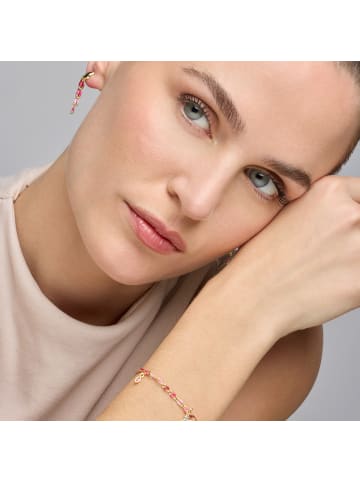 Luxenter Armband aus 925er Sterlingsilber mit rosa Lackierung und 18K Gelbgold-Finish