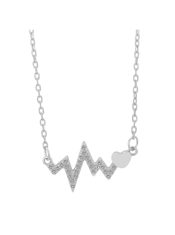 Adeliás Damen Halskette Herzschlag aus 925 Silber mit Zirkonia in silber