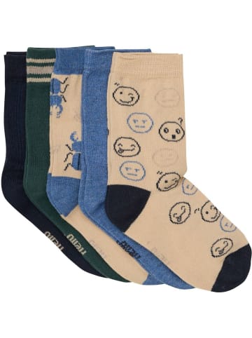 Minymo Kinder Socken "Socks with Pattern (5-Pack)" in Grün