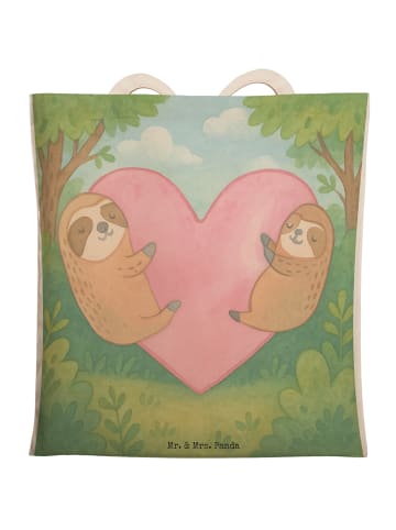 Mr. & Mrs. Panda Stofftasche Faultiere Herz Design ohne Spruch in Weiß