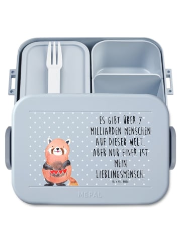 Mr. & Mrs. Panda Bento Box Roter Panda Motiv mit Spruch in Blau Pastell